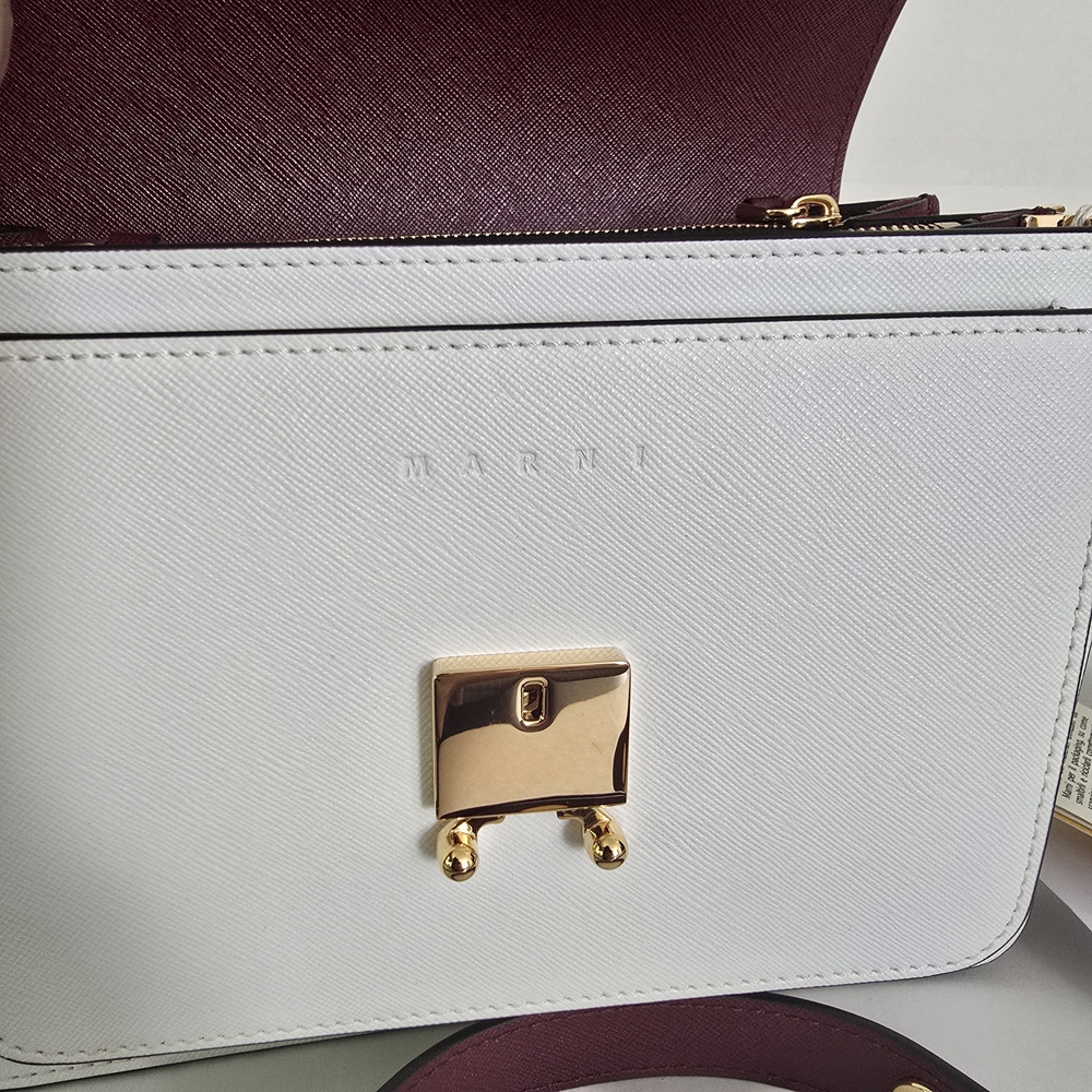 Marni Trunk Medium Crossbody Bag Pink White - Picture 8 of 11